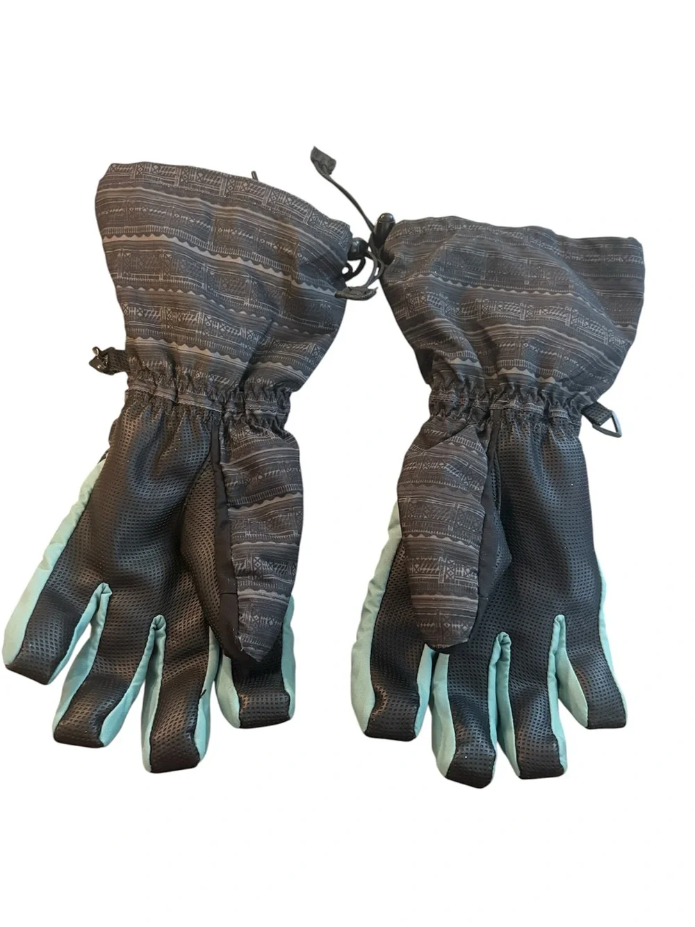 Dakine kids youth XL Ski Gloves in Mint and Charcoal Pattern